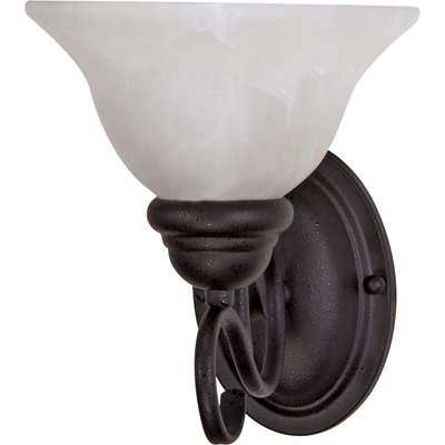 Nuvo Lighting 60/387  Castillo - 1 Light - 8" - Wall Fixture with Alabaster Swirl Glass in Textured Black Finish